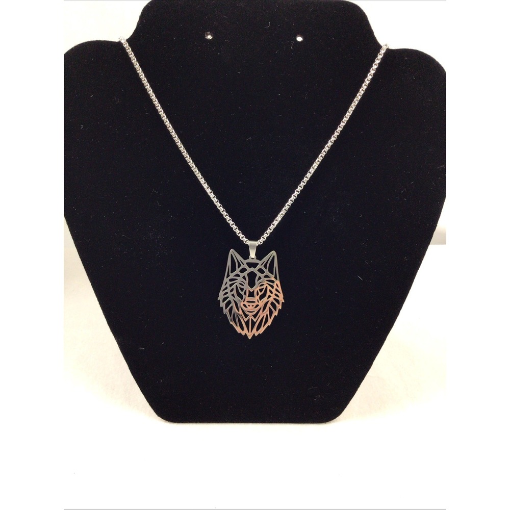 Unique‎ Stainless Steel Wolf Pendant Necklace 23"